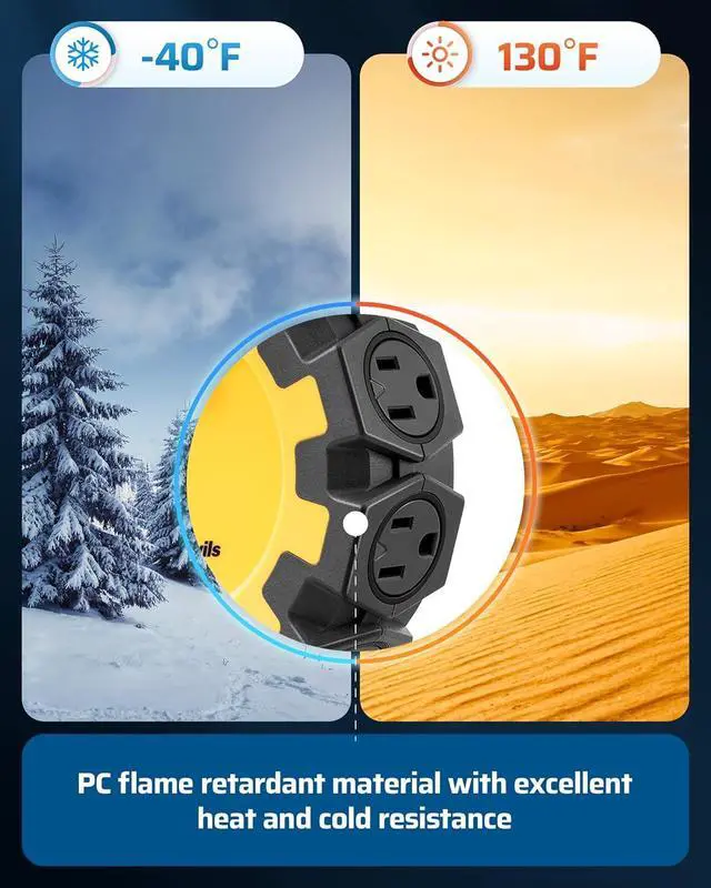 Alt view image 5 of 7 - DEWENWILS Heavy Duty 8 Outlet Power Hub with Swivel Safety Covers, Outdoor Extension Cord Adapter, Resettable 15A Circuit Breaker, for Outdoor Lights, Holiday Decorations, Workshop, Jobsite, Garage