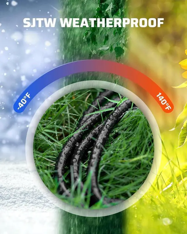 Alt view image 3 of 7 - DEWENWILS Extension Cord 10ft, 14/3 SJTW Weatherproof Power Cable for Indoor Outdoor Use, 3 Prong Heavy Duty Power Cord, Black, ETL Listed, 2 Pack