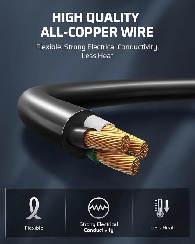 Alt view image 5 of 7 - DEWENWILS Extension Cord 10ft, 14/3 SJTW Weatherproof Power Cable for Indoor Outdoor Use, 3 Prong Heavy Duty Power Cord, Black, ETL Listed, 2 Pack