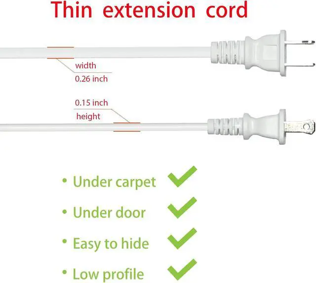 Alt view image 4 of 7 - White Extension Cord 15 Feet Long Extension Cord 2 Prong for Indoor/Outdoor Use with Single Plug Ideal for Holiday Lights, Lamps,Household Appliance ETL Listed(2 Pack)