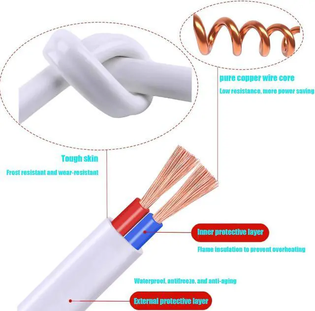 Alt view image 5 of 7 - White Extension Cord 15 Feet Long Extension Cord 2 Prong for Indoor/Outdoor Use with Single Plug Ideal for Holiday Lights, Lamps,Household Appliance ETL Listed(2 Pack)