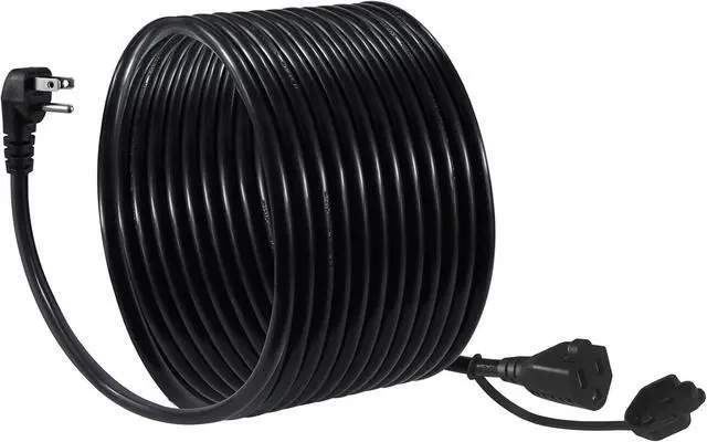 Main image of 20FT Black Outdoor Extension Cord - 16Gauge SJTW Garden Extension with Flat Plug, 1625Watt Weatherproof Resistant Jacket 3Prong Appliance Extension