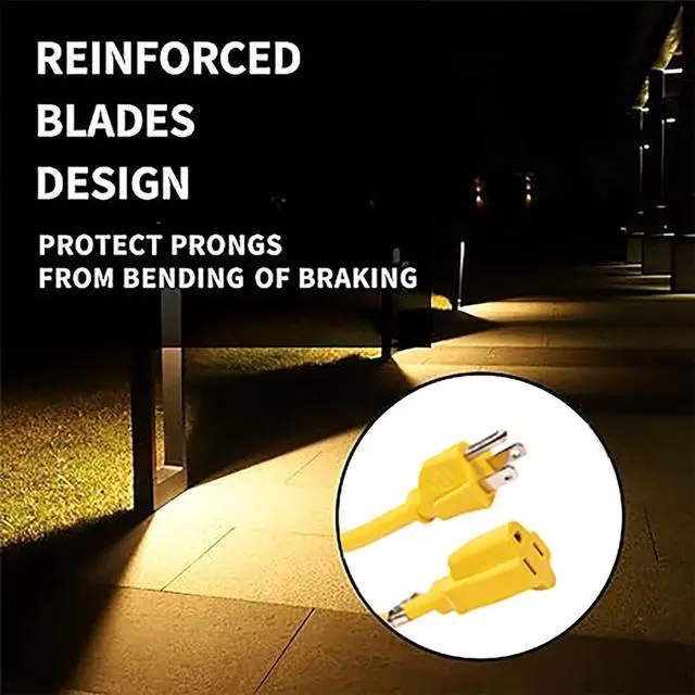 Alt view image 3 of 5 - Indoor/Outdoor Extension Cord, 10 Gauge 8FT Yellow, 3 Prong Heavy Duty, Weatherproof, UL Listed, 15A Power Cord for Outdoor Lights, Appliances, Lawn