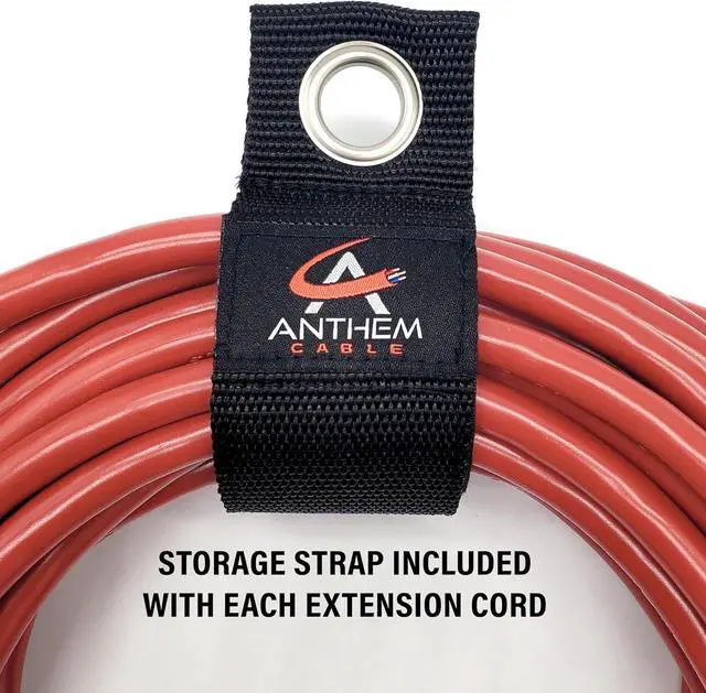 Alt view image 3 of 5 - 50 ft - 12 Gauge Extension Cord Outdoor - Made in USA - Lighted on Both Ends - Red Outdoor Extension_Cord Waterproof by Anthem Cable - Heavy Duty ExtensionCord 50 ft 15 Amp Extension