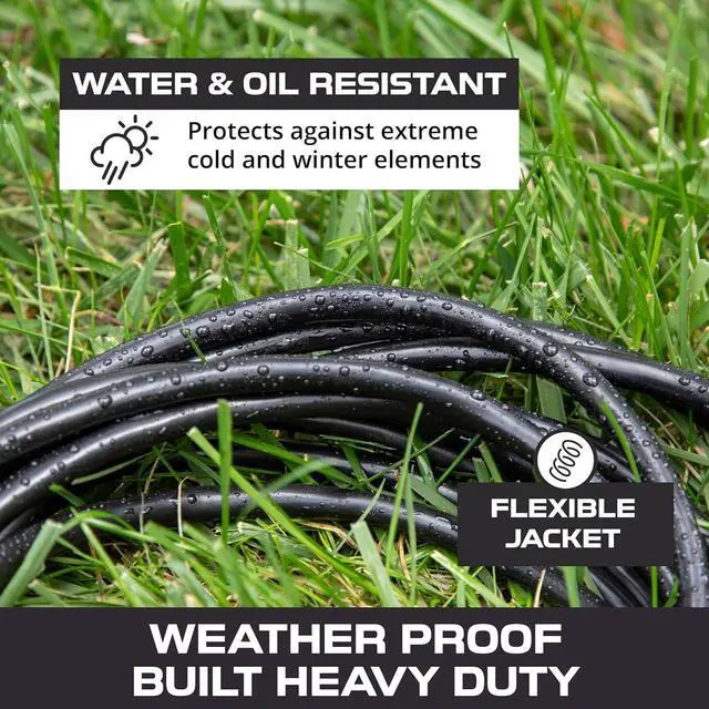 Alt view image 6 of 7 - Iron Forge Cable Oil Resistant 12 Gauge Extension Cord 50 ft, 12/3 SJTOW 50 Foot Heavy Duty Extension Cord Outdoor 3 Prong, 15 Amp Power Cable Black Great for Major Appliance, Farms & Ranches