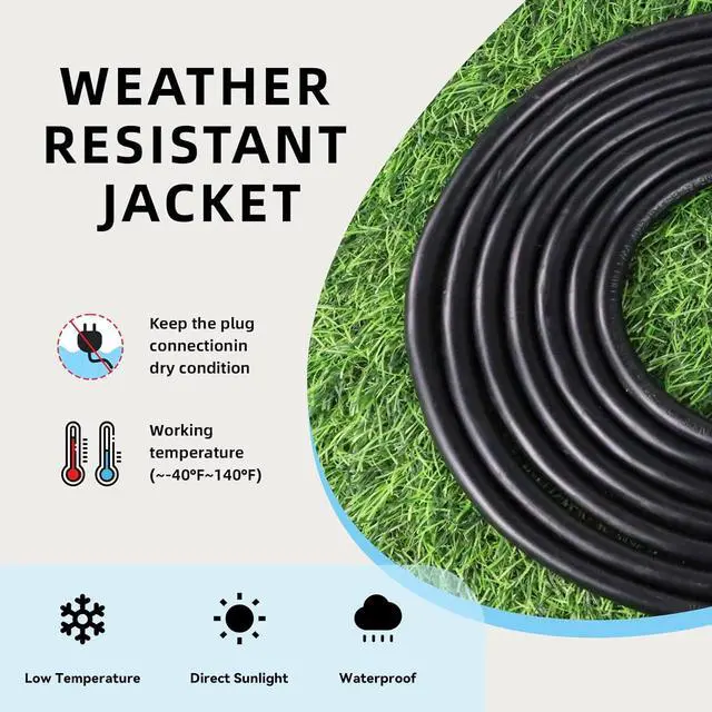 Alt view image 5 of 7 - EP 25 Ft Outdoor Extension Cord - 12/3 SJTW Heavy Duty Black Extension Cable with 3 Prong Grounded Plug - Power Cord for Lawn, Garden, Appliances