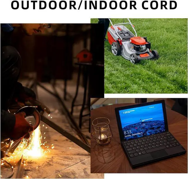 Alt view image 7 of 7 - EP 25 Ft Outdoor Extension Cord - 12/3 SJTW Heavy Duty Black Extension Cable with 3 Prong Grounded Plug - Power Cord for Lawn, Garden, Appliances