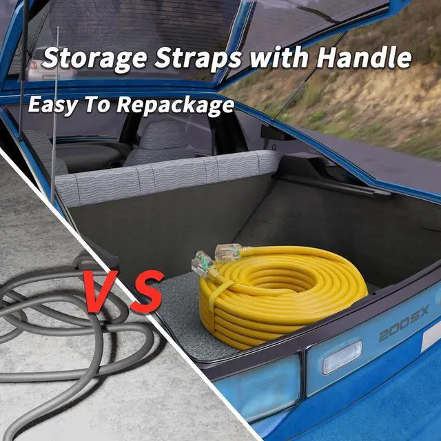 Alt view image 5 of 7 - 50ft 12/3 Gauge Outdoor Extension Cord Waterproof with Lighted Indicator, 12 Gauge SJTW Heavy Duty 15Amp 1875W, 3 Prong Cords Flexible Copper Yellow ETL Listed