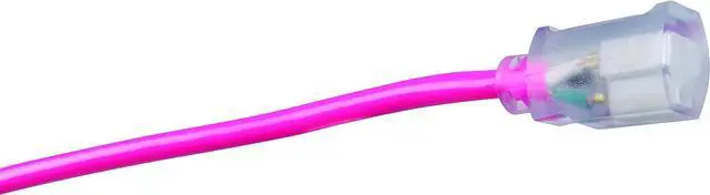 Alt view image 3 of 7 - Southwire Heavy Duty Extension Cord, 50Ft, 12 Gauge, 3 Conductor, High Visibility Outdoor Cord, Lighted End, SJTW, Cool Pink, 2578SW000A