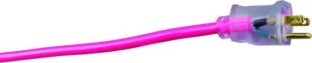 Alt view image 4 of 7 - Southwire Heavy Duty Extension Cord, 50Ft, 12 Gauge, 3 Conductor, High Visibility Outdoor Cord, Lighted End, SJTW, Cool Pink, 2578SW000A