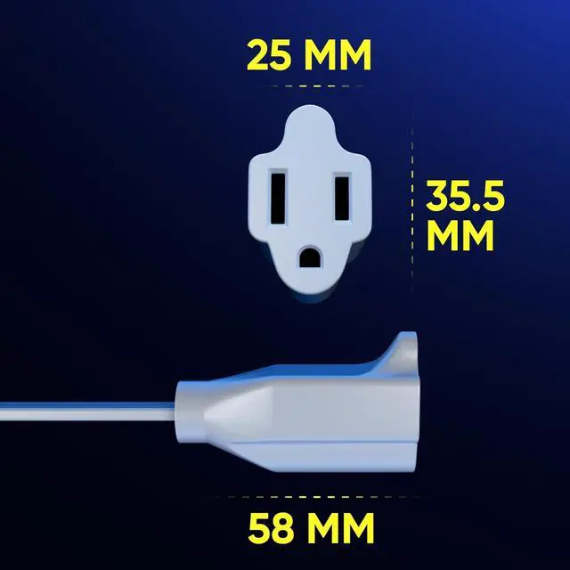 Alt view image 6 of 7 - Maximm 360° Rotating Flat Plug Extension Cord 10 feet Under Carpet with Slim Space-Saving Plug Design, Low Profile Cord (White)