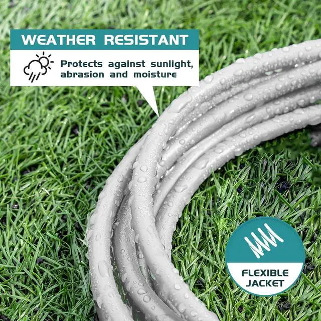 Alt view image 4 of 7 - Indoor Outdoor Extension Cord Weatherproof, UL Listed, 16 Gauge 30FT White 3 Prong Heavy Duty, 16/3 SJTW 13A Power Cord for Outdoor Lights, Appliances, Lawn
