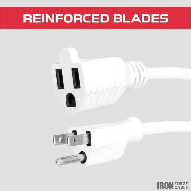 Alt view image 4 of 7 - Iron Forge Cable 10 Ft White Outdoor Extension Cord with IP65 Inline Switch On/Off, 16/3 SJTW 3 Prong Waterproof Switch - 10 AMP Cord - ETL Listed