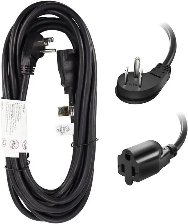 Main image of EP 15 Ft Flat Plug Extension Cord, 16 AWG 3 Prong Grounded Black Low Profile Extension Cable for Indoor, UL Listed
