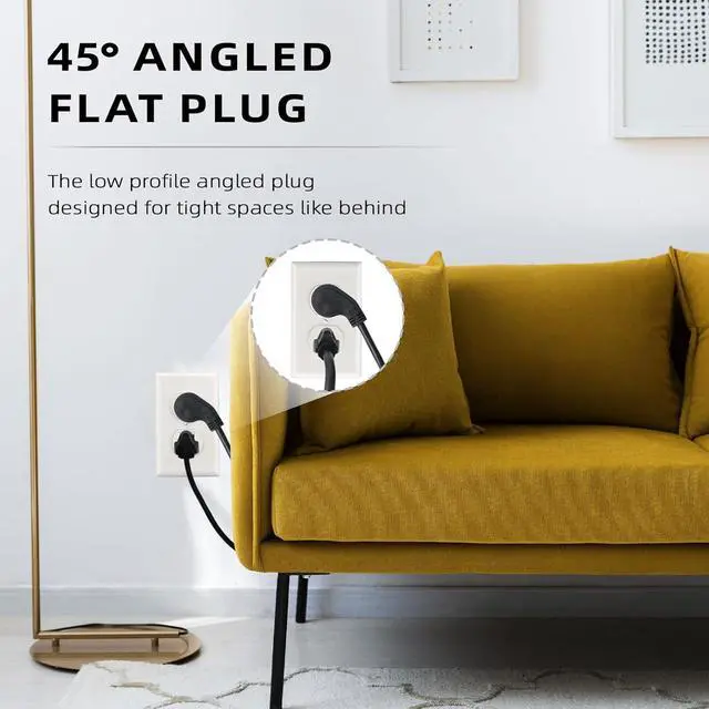 Alt view image 4 of 7 - EP 15 Ft Flat Plug Extension Cord, 16 AWG 3 Prong Grounded Black Low Profile Extension Cable for Indoor, UL Listed