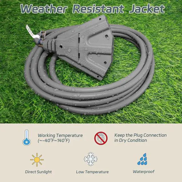 Alt view image 3 of 7 - EP 25 Ft Outdoor Extension Cord with 3 Electrical Power Outlets - 16/3 SJTW Grey Cable with 3 Prong Grounded Plug for Safety Great for Christmas Lights, Garden and Major Appliances