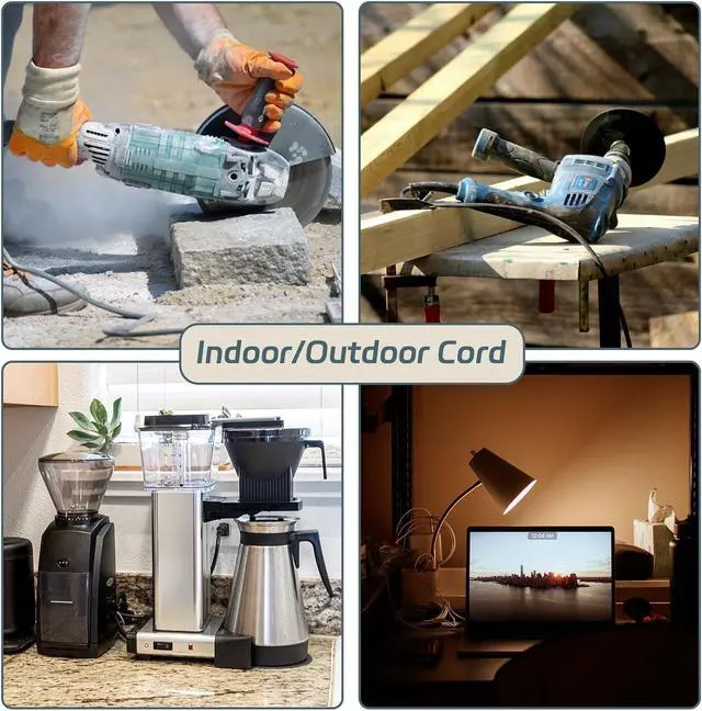 Alt view image 7 of 7 - EP 25 Ft Outdoor Extension Cord with 3 Electrical Power Outlets - 16/3 SJTW Grey Cable with 3 Prong Grounded Plug for Safety Great for Christmas Lights, Garden and Major Appliances