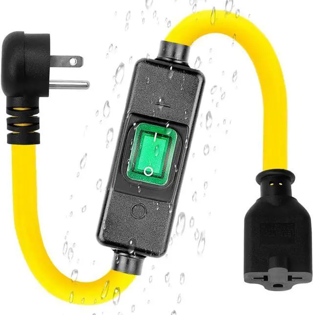 Main image of (1.5Feet) Heavy Duty SJTW 12AWG Outdoor Waterproof Extension Switch Cord, in-Line On/Off Switch Extension Cord, IP57 Waterproof,Max.20A 125V 4-in-1 T-Blade Female.