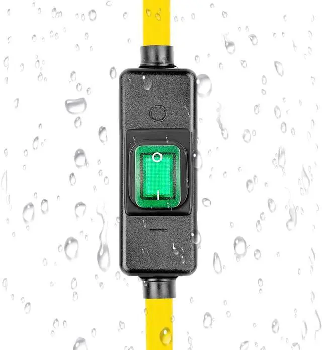 Alt view image 3 of 6 - (1.5Feet) Heavy Duty SJTW 12AWG Outdoor Waterproof Extension Switch Cord, in-Line On/Off Switch Extension Cord, IP57 Waterproof,Max.20A 125V 4-in-1 T-Blade Female.