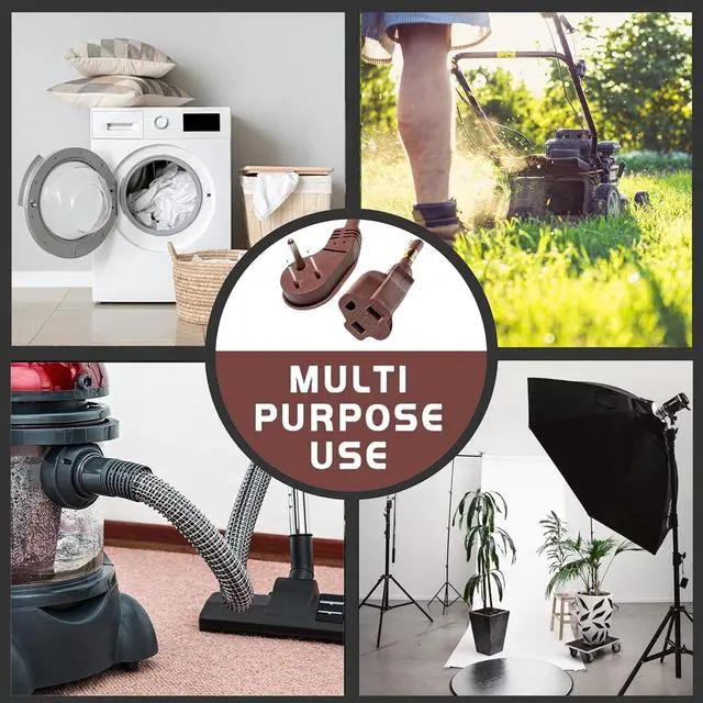 Alt view image 6 of 6 - Flat Plug Indoor Extension Cord, UL Listed, 16 Gauge 12FT Brown 3 Prong Heavy Duty, 16/3 SJTW 13A Power Cord for Lights, Appliances, Home