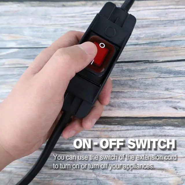Alt view image 5 of 7 - EP 6 Ft Outdoor Extension Cord, 16/3 SJTW Heavy Duty Short Extension Cable with On Off Switch, 3-Prong 3 Outlet Household Switchable Power Cord, Black