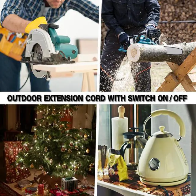 Alt view image 7 of 7 - EP 6 Ft Outdoor Extension Cord, 16/3 SJTW Heavy Duty Short Extension Cable with On Off Switch, 3-Prong 3 Outlet Household Switchable Power Cord, Black
