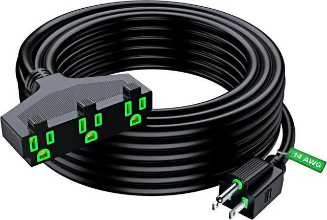 Main image of Extension Cord 50 Feet, SJTW Extension Cord with Multiple Outlets, 14 Gauge (Black) ETL Listed