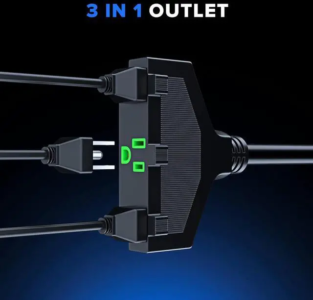 Alt view image 5 of 7 - Extension Cord 50 Feet, SJTW Extension Cord with Multiple Outlets, 14 Gauge (Black) ETL Listed