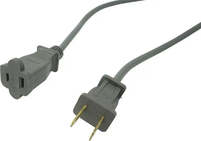 Alt view image 2 of 7 - Woods Light Duty Extension Cord - 16 Gauge 2 Prong SVT - Flexible Vinyl Jacket to Prevent Tangles - Ideal for Indoor Use with Vacuums, Printers & Small Appliances - Gray Cord - 20 Feet