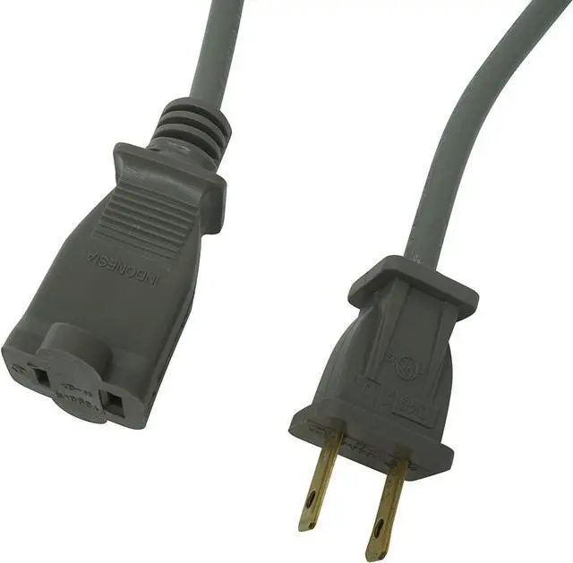 Alt view image 3 of 7 - Woods Light Duty Extension Cord - 16 Gauge 2 Prong SVT - Flexible Vinyl Jacket to Prevent Tangles - Ideal for Indoor Use with Vacuums, Printers & Small Appliances - Gray Cord - 20 Feet