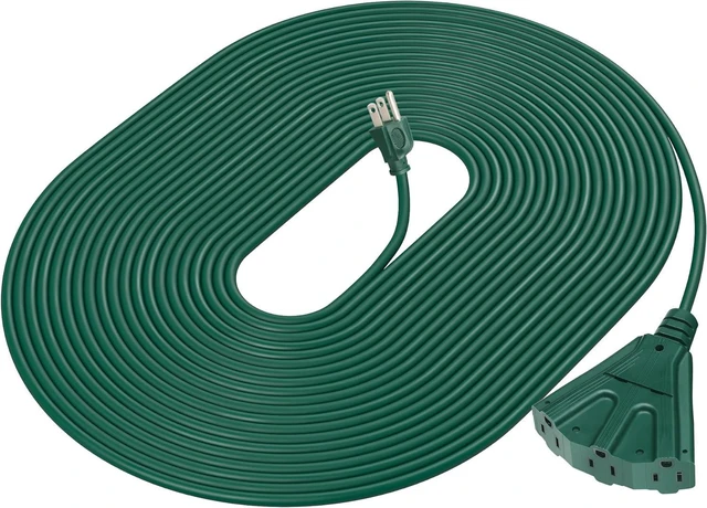 Main image of DEWENWILS 50FT Outdoor Extension Cord, 16/3 SJTW Tri-Tap Power Cable, Weatherproof, Heavy Duty Extension Cord for Outdoor String Light and Landscaping Lights, ETL Listed, Green