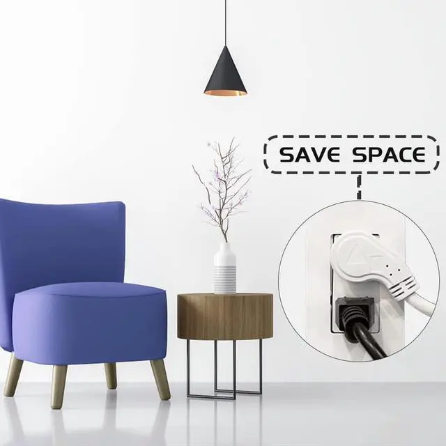 Alt view image 4 of 7 - Flat Plug Indoor Extension Cord, UL Listed, 16 Gauge 12FT White 3 Prong Heavy Duty, 16/3 SJTW 13A Power Cord for Lights, Appliances, Home