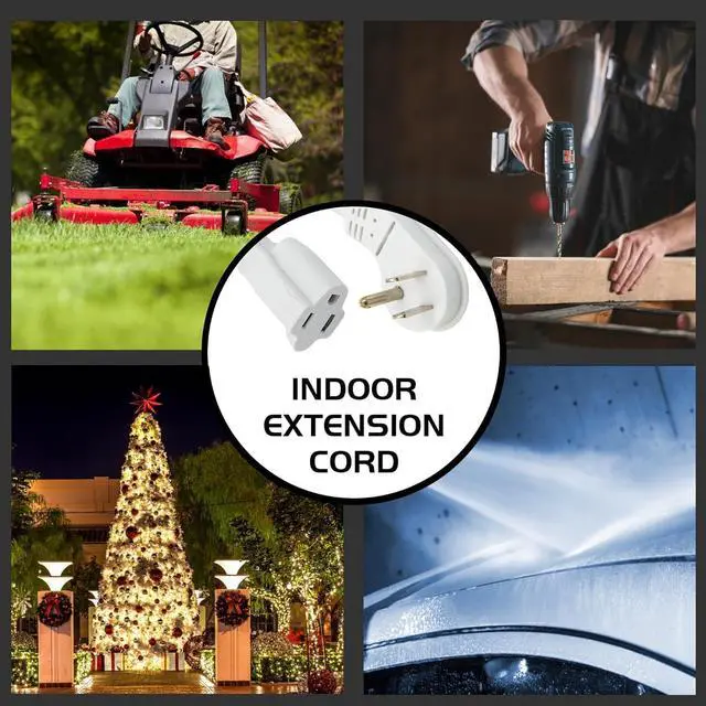 Alt view image 6 of 7 - Flat Plug Indoor Extension Cord, UL Listed, 16 Gauge 12FT White 3 Prong Heavy Duty, 16/3 SJTW 13A Power Cord for Lights, Appliances, Home