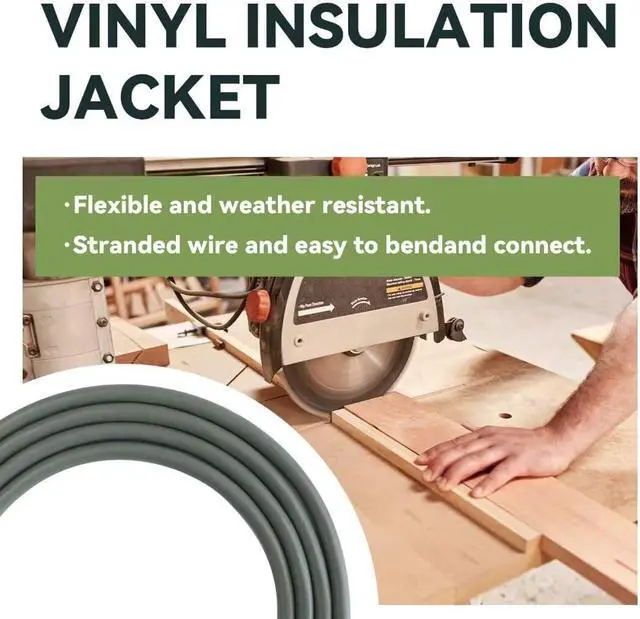 Alt view image 4 of 7 - Indoor Outdoor Extension Cord, 12 Gauge 3 Prong Weatherproof Heavy Duty Gray Extension Cord with Lighted Indicator End, SJTW 15A 50FT Extension Cable for Garage, Garden and Home, UL Listed