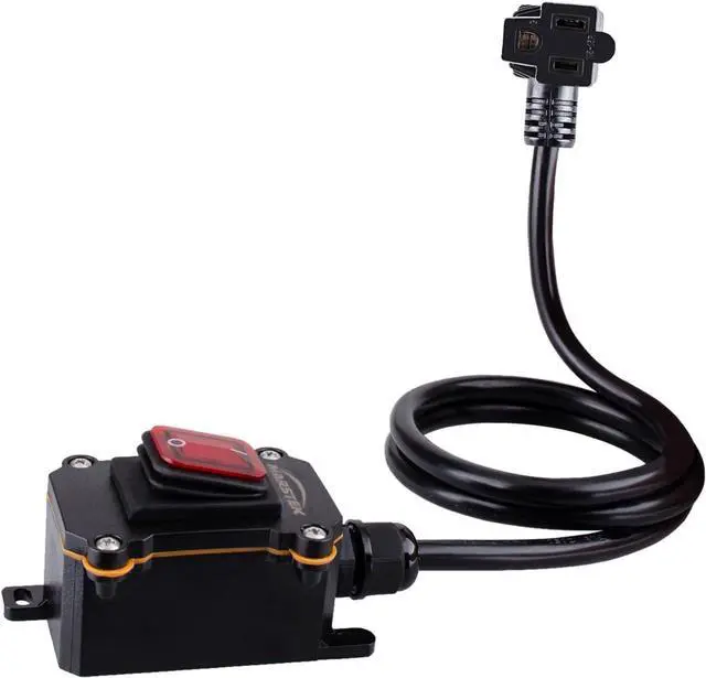 Main image of Heavy Duty Waterproof Extension Cord with On/Off Switch,Inline Cord Switch with 3-ft 16AWG Cable Piggyback Plug(3-Pronged),AC/DC 20A-125V,16A-250V (Red)