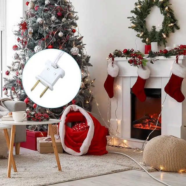 Alt view image 6 of 7 - Kanayu Outdoor Extension Cord Indoor 2 Prong Electric Cord Extender Wire Plug in and End, Ac 120 Volts for Holiday Connect Extend String Lights(12 ft,White)