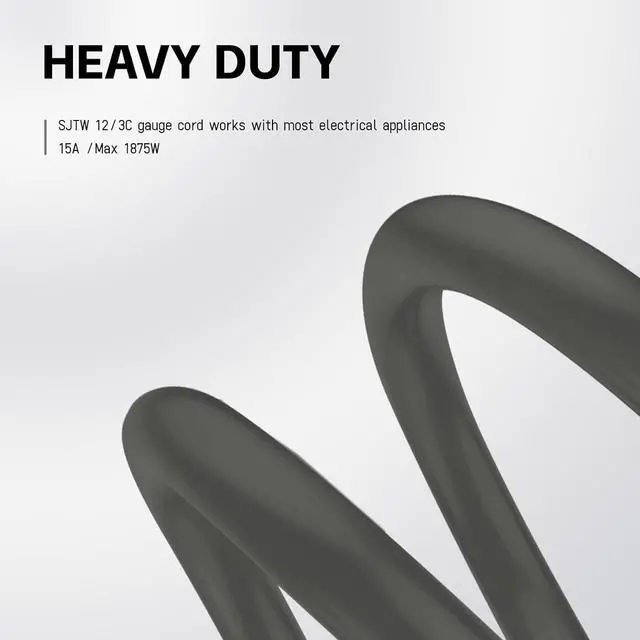 Alt view image 5 of 7 - EP 8 Ft Lighted Outdoor Extension Cord - 12/3 SJTW Heavy Duty Grey Extension Cable with 3 Prong Grounded Plug - Power Cord for Lawn, Garden, Appliances