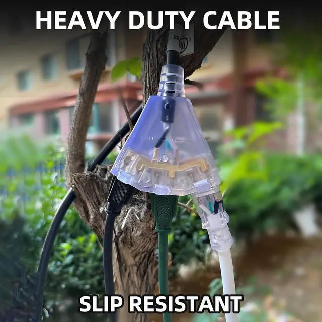 Alt view image 5 of 7 - YOJOE 3-Outlets Indoor Outdoor Extension Cord with Lighted End, 3 Prong 15A Weatherproof Power Cord, 12 Gauge Heavy Duty 40 ft Black Extension Cord Multiple Outlets, 12/3 SJTW UL Listed