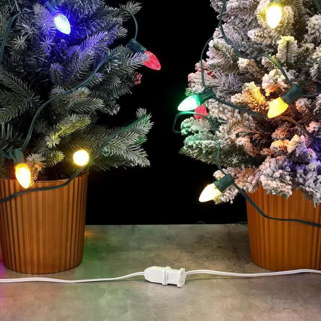 Alt view image 5 of 7 - Kanayu Outdoor Extension Cord Indoor 2 Prong Electric Cord Extender Wire Plug in and End, Ac 120 Volts for Holiday Connect Extend String Lights(12 ft,White)