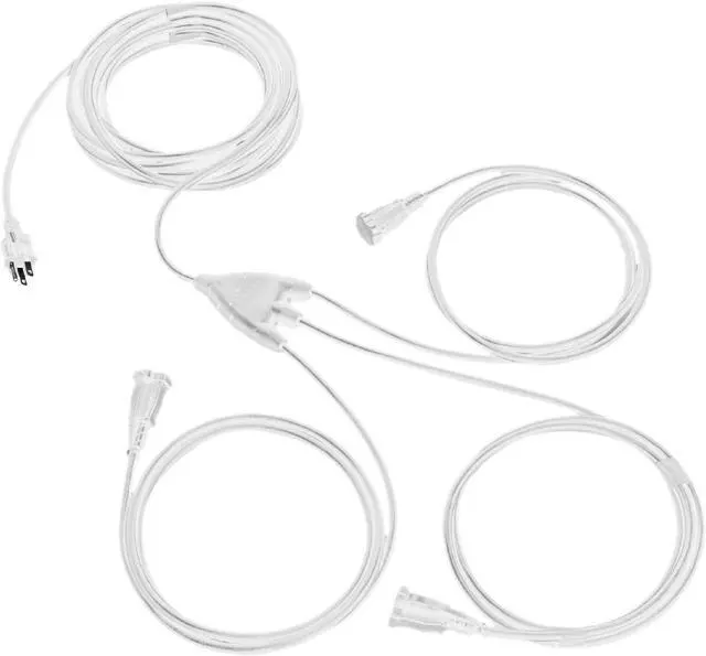 Main image of Iron Forge Cable White 1 to 3 Outdoor Extension Cord Splitter 28 Ft (40 Ft Total Length) - 16 Gauge Power Cord, 3 Prong, 3 Outlets 16/3 SJTW