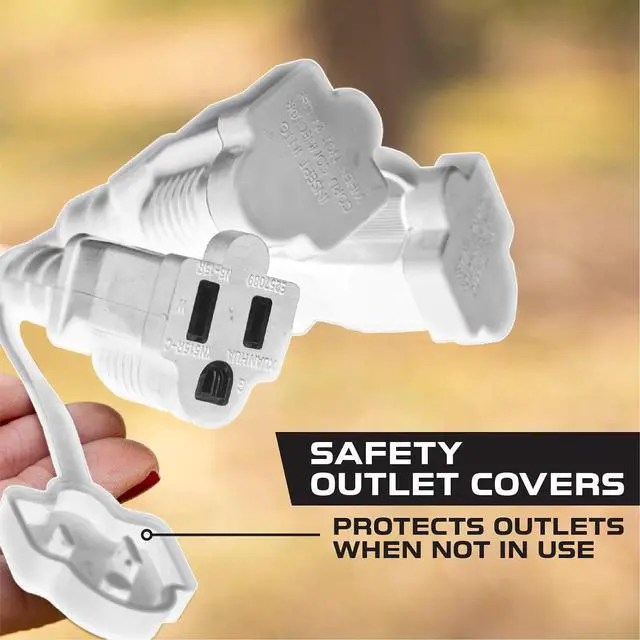 Alt view image 4 of 7 - Iron Forge Cable White 1 to 3 Outdoor Extension Cord Splitter 28 Ft (40 Ft Total Length) - 16 Gauge Power Cord, 3 Prong, 3 Outlets 16/3 SJTW