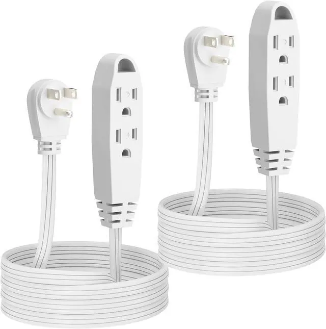 Main image of K KASONIC - 6 Feet 3 Outlet Extension Cord 2 Pack - Triple Wire Grounded Multi Outlet, UL Listed 16/3 SPT-3, 13 Amp - 125V - 1625 Watts (White)