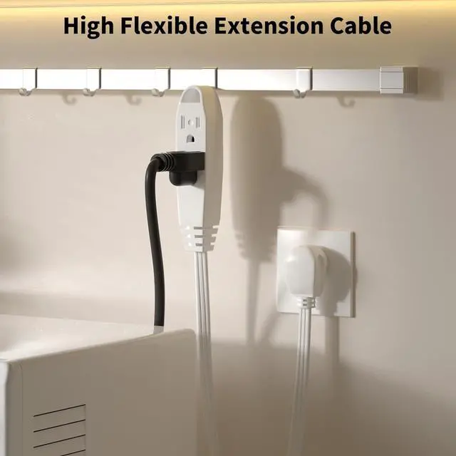 Alt view image 5 of 7 - K KASONIC - 6 Feet 3 Outlet Extension Cord 2 Pack - Triple Wire Grounded Multi Outlet, UL Listed 16/3 SPT-3, 13 Amp - 125V - 1625 Watts (White)