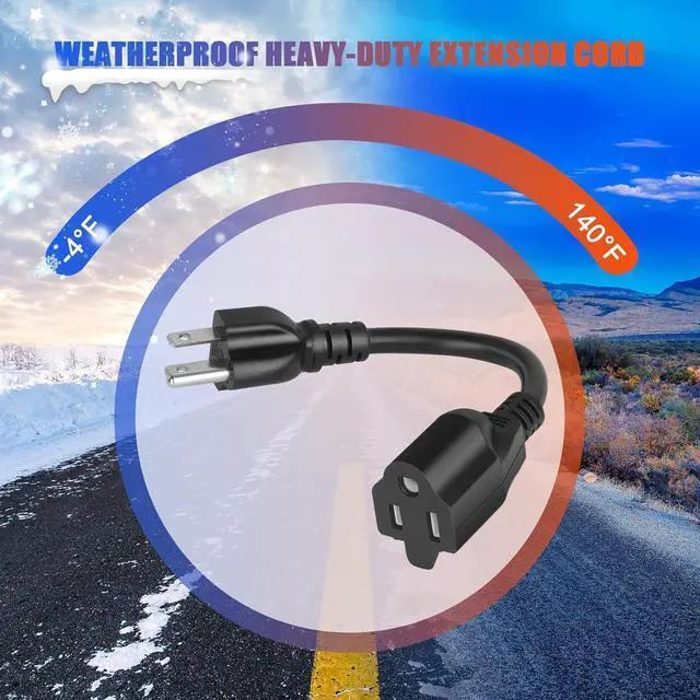 Alt view image 2 of 7 - KUNLUN 5 Pack Short Extension Cord, 3 Prong 8-Inch Small Extension Cord Outlet Saver 16AWG/13A for Indoor Outdoor Use, NEMA 5-15P to NEMA 5-15R Power Extension Cable