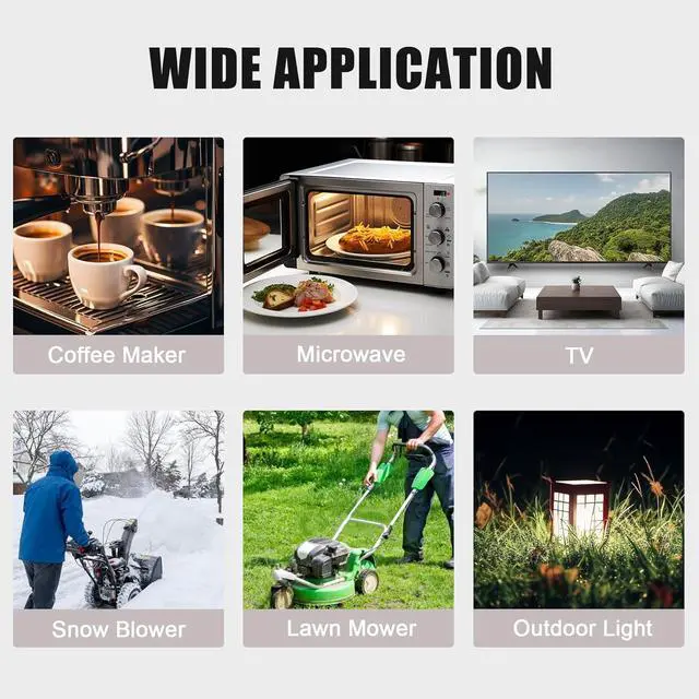 Alt view image 7 of 7 - KUNLUN 5 Pack Short Extension Cord, 3 Prong 8-Inch Small Extension Cord Outlet Saver 16AWG/13A for Indoor Outdoor Use, NEMA 5-15P to NEMA 5-15R Power Extension Cable