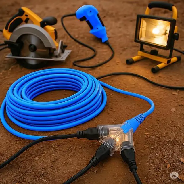 Alt view image 2 of 7 - 50 ft Extension Cord  14 Gauge (14/3), Heavy Duty, 15 Amp, 125V, 1875W  Indoor/Outdoor Use, Grounded Power Cord with Triple Outlet, 14 AWG, Weather-Resistant
