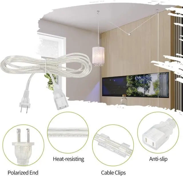 Alt view image 3 of 7 - Clear Extension Cord 6 Feet, 2 Pack Clear Extension Cord, UL-Certified Power Cord Extension, 2 Prong Extension Cord Male to Female, 2x18 AWG Thin Extension Cord 125V 7A, Indoor Extension Cords