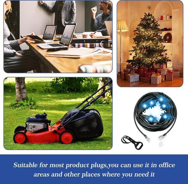 Alt view image 5 of 7 - 50FT 14 Gauge Heavy Duty Multi-Outlet Outdoor Extension Cord, 7 Evenly Spaced Weatherproof Outlets, LED Indicator Light,Great for Stage Backdrops, Landscape Garden Lighting, Holiday Decoration ETL