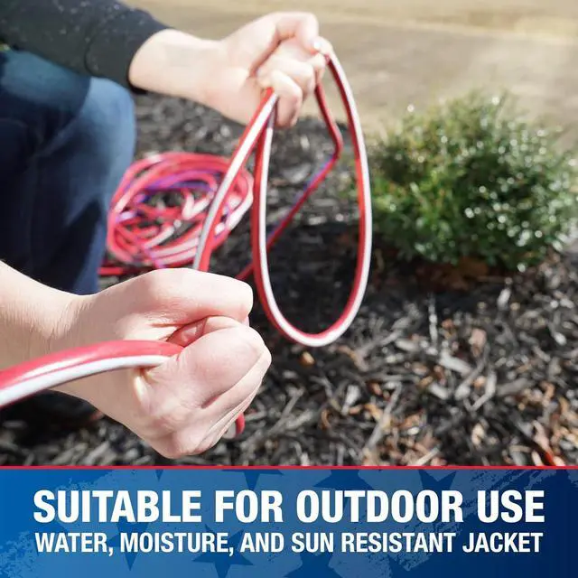 Alt view image 5 of 7 - Southwire Heavy Duty Extension Cord - All-Purpose Contractor Grade with Lighted Plug & Patriotic Colors - SJTW Extension - 12 Gauge - 50 Foot - Red, White & Blue