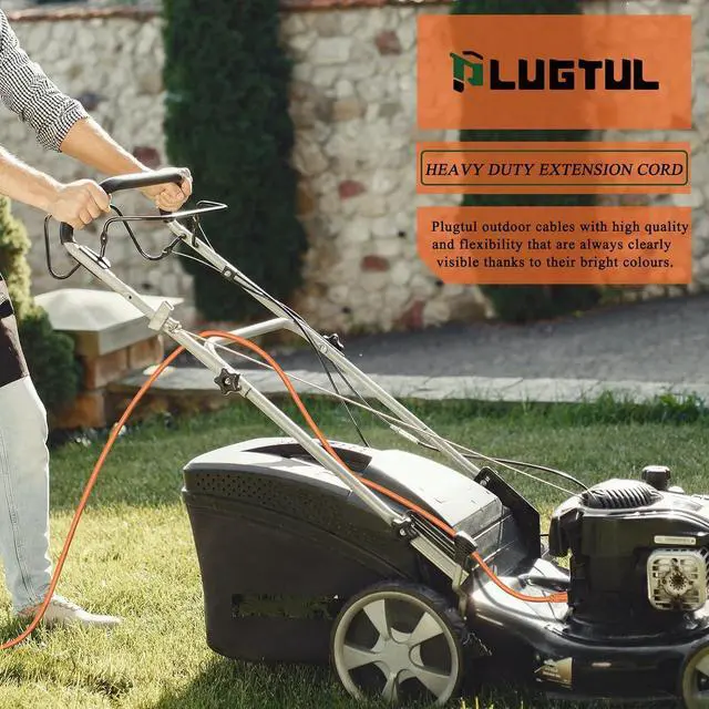 Alt view image 7 of 7 - PLUGTUL 12/3 Outdoor Extension Cord 15 FT Waterproof, Heavy Duty 12 Gauge SJTW Extension Cord, 15A 1875W, ETL Listed, Great for Garden and Home, Orange